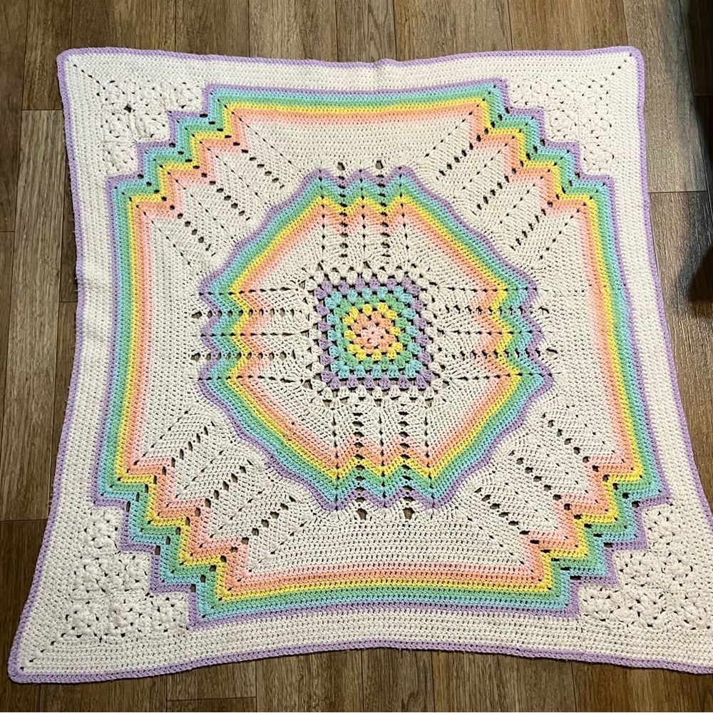 42” X 42” Crochet Quilt Baby Blanket Afghan